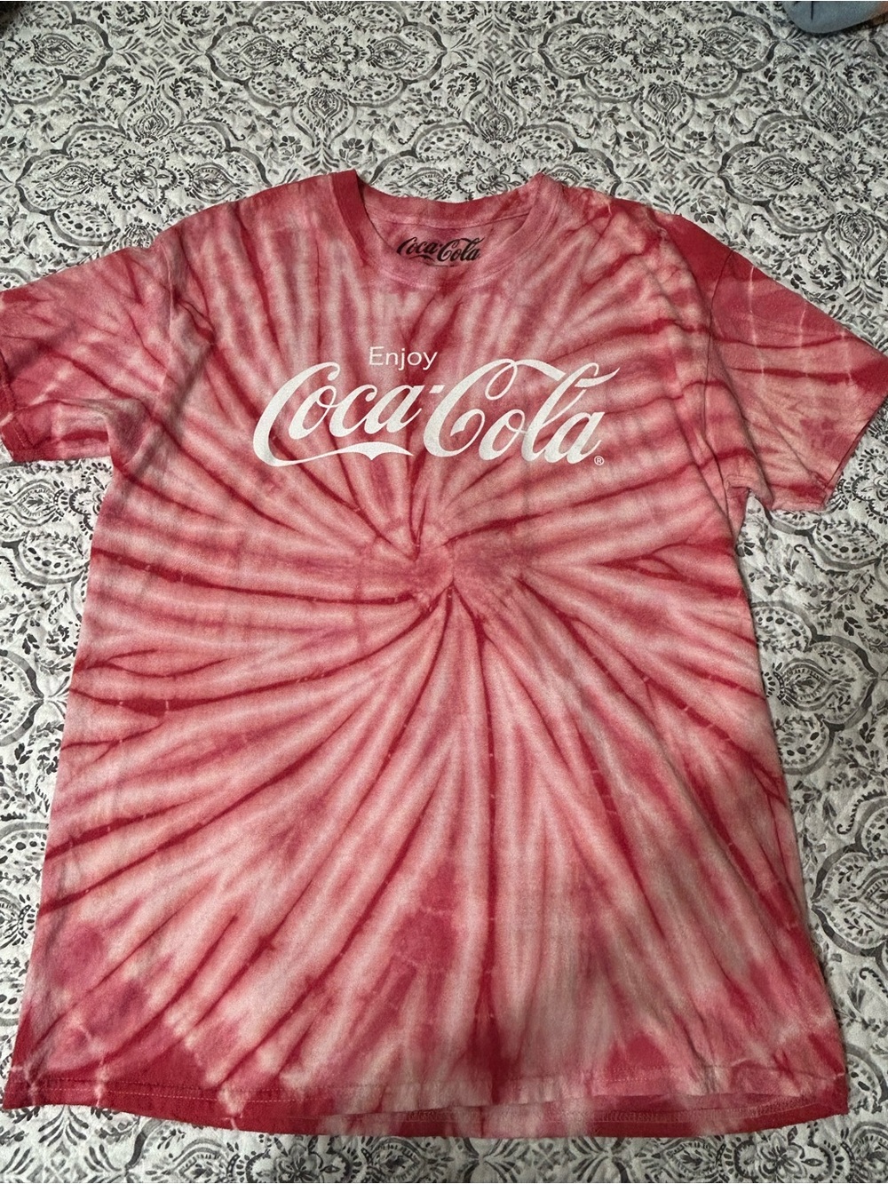 Coca-Cola Red Tie-Dye Short Sleeve Tee with White Logo